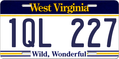 WV license plate 1QL227