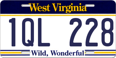 WV license plate 1QL228