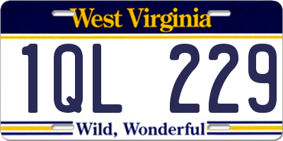 WV license plate 1QL229