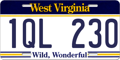 WV license plate 1QL230