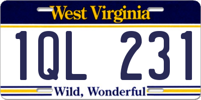 WV license plate 1QL231
