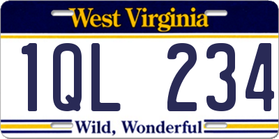 WV license plate 1QL234