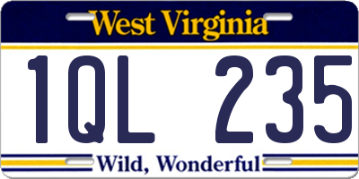 WV license plate 1QL235