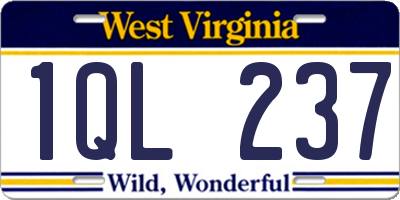 WV license plate 1QL237