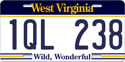 WV license plate 1QL238