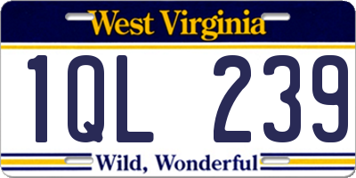 WV license plate 1QL239