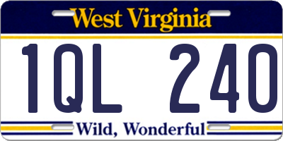 WV license plate 1QL240