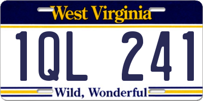 WV license plate 1QL241