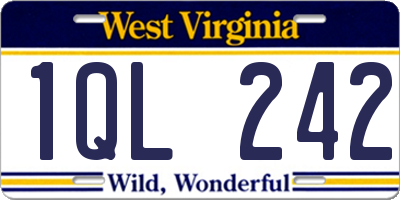 WV license plate 1QL242
