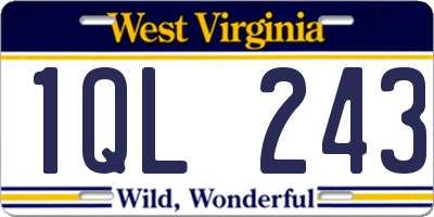 WV license plate 1QL243