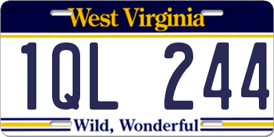 WV license plate 1QL244
