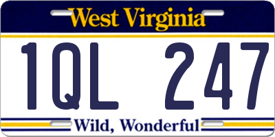 WV license plate 1QL247