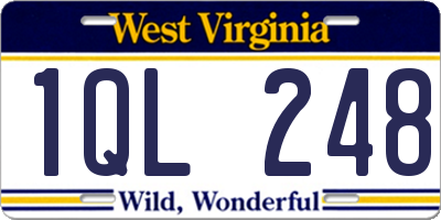 WV license plate 1QL248
