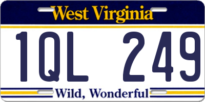 WV license plate 1QL249