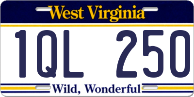 WV license plate 1QL250