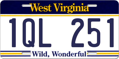 WV license plate 1QL251