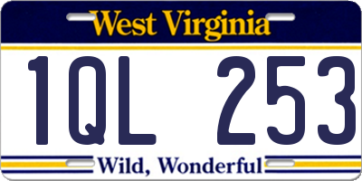 WV license plate 1QL253