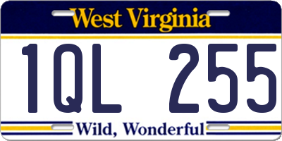 WV license plate 1QL255