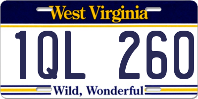 WV license plate 1QL260