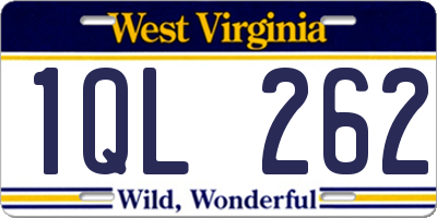 WV license plate 1QL262