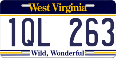 WV license plate 1QL263
