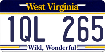 WV license plate 1QL265