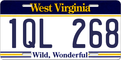 WV license plate 1QL268