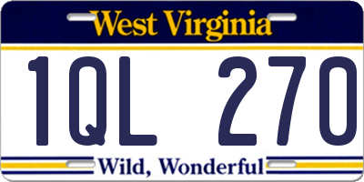 WV license plate 1QL270