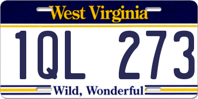 WV license plate 1QL273