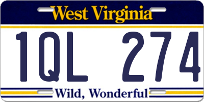 WV license plate 1QL274