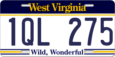 WV license plate 1QL275
