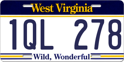WV license plate 1QL278