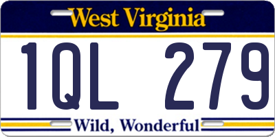 WV license plate 1QL279