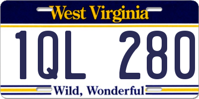 WV license plate 1QL280