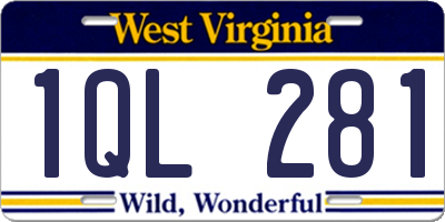 WV license plate 1QL281
