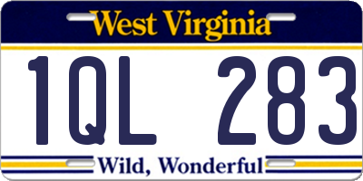 WV license plate 1QL283