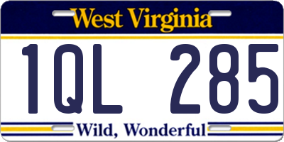 WV license plate 1QL285