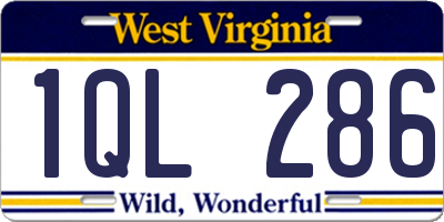 WV license plate 1QL286