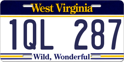 WV license plate 1QL287