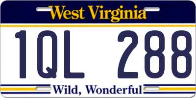 WV license plate 1QL288