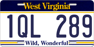WV license plate 1QL289
