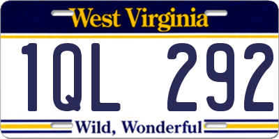 WV license plate 1QL292