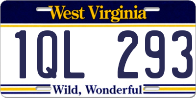WV license plate 1QL293