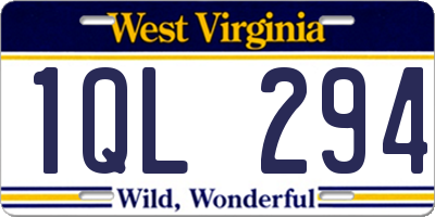 WV license plate 1QL294