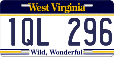 WV license plate 1QL296
