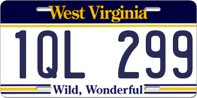 WV license plate 1QL299