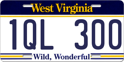 WV license plate 1QL300