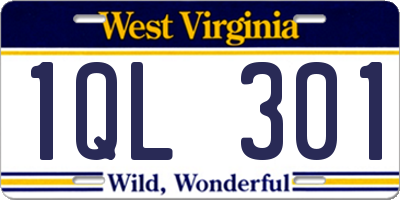 WV license plate 1QL301
