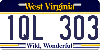 WV license plate 1QL303