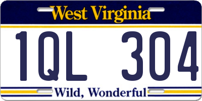 WV license plate 1QL304